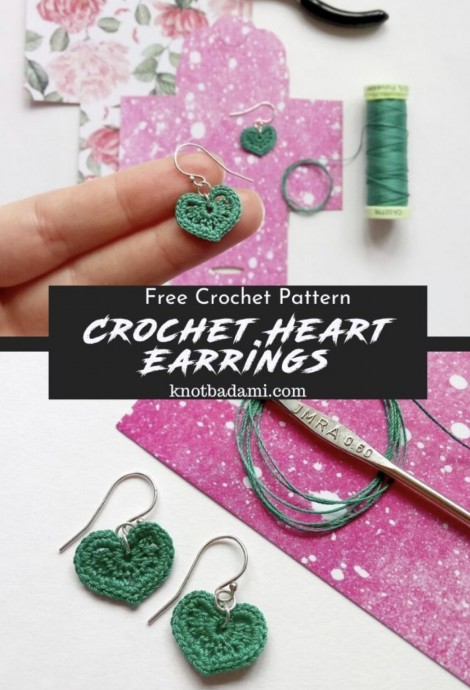 Micro Crochet Heart Earrings