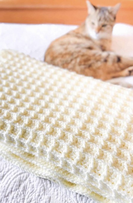 Waffle Stitch Crochet Blanket