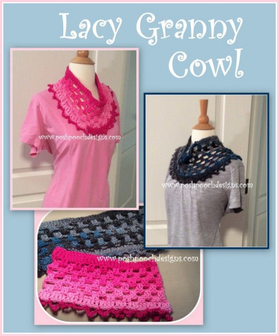 Crochet Lacy Granny Cowl