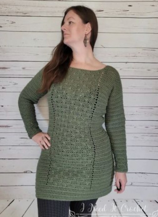 Free Crochet Pattern: Double Cross Sweater Dress