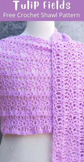Crochet Pineapple Rectangle Shawl (Free Pattern)