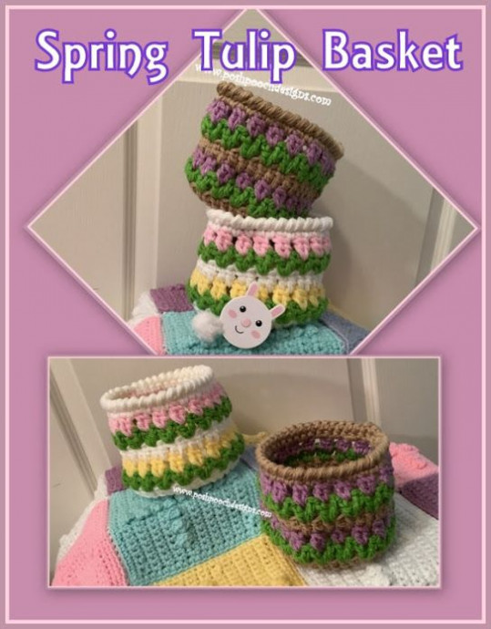 Crochet Spring Tulip Basket Crochet Spring Tulip Basket