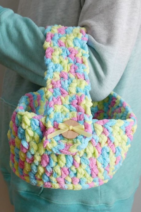 Crochet Plushy Watercolor Easter Basket