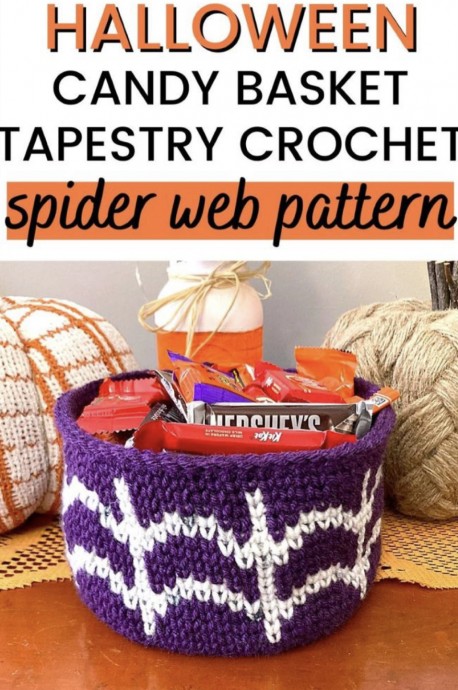 Crochet Spider Web Candy Basket (Free Pattern)