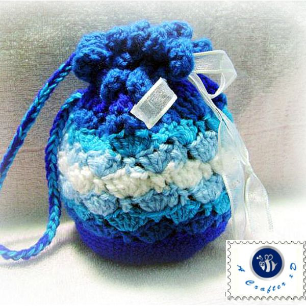 Crochet Blue Waves Pouch