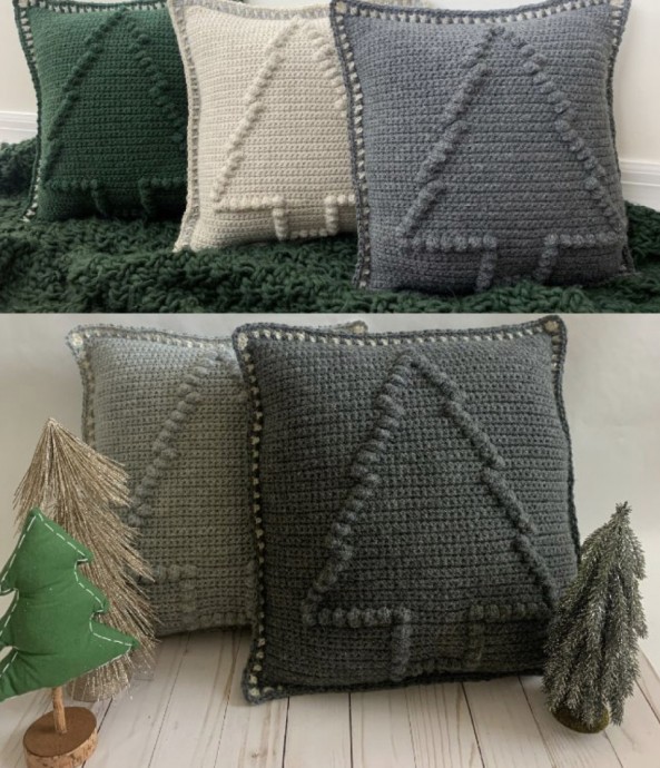 The Lone Pine Tree Crochet Pillow