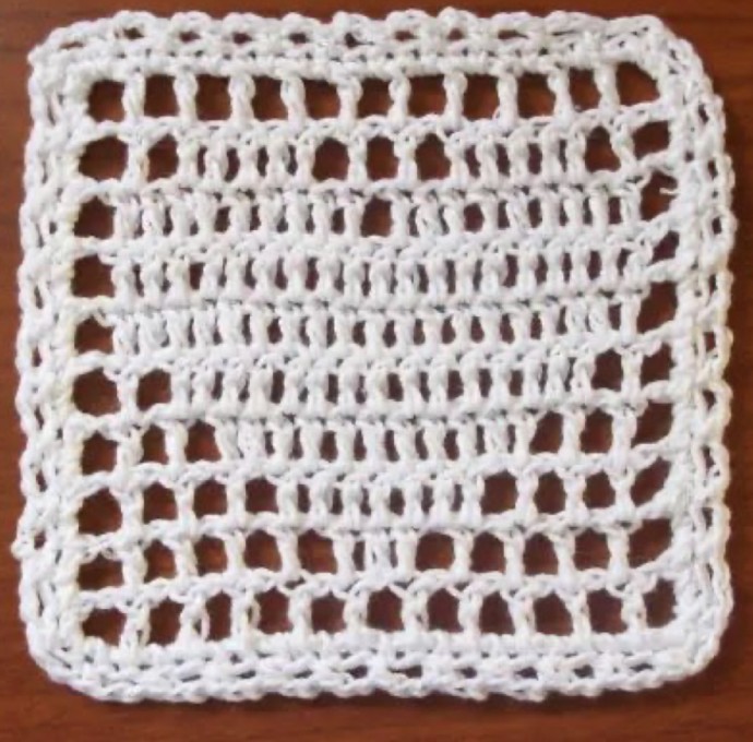 Crochet Filet Heart Coaster Square (Free Pattern)