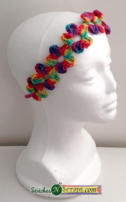 Crochet Chain of Flowers Headband