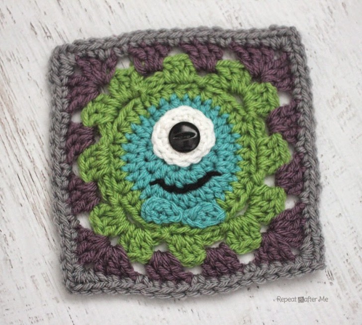 Create Your Own Playful Crochet Monster Granny Square - A Step-by-Step Guide