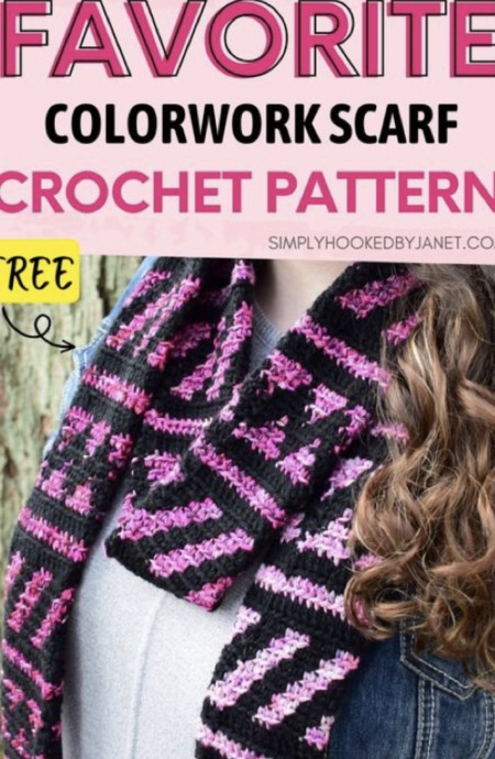 Crochet Winter Colorwork Scarf (Free Pattern)