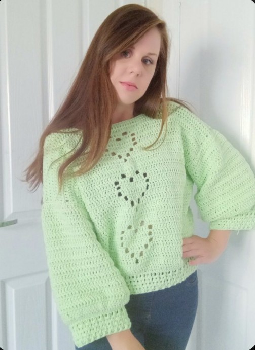 Mint Heart Sweater