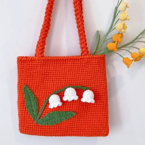 Create Your Own Crochet Lily of the Valley Flower Shoulder Bag with Detailed Instructions