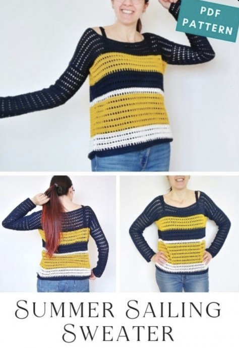 Free Crochet Pattern: Summer Sailing Sweater