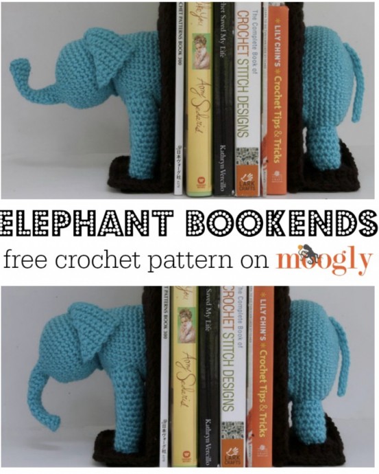 Crochet Elephant Bookends