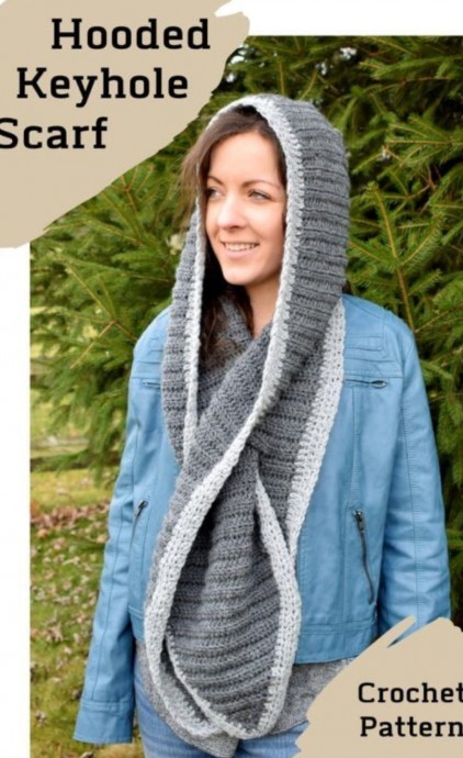 Crochet Hooded Keyhole Scarf