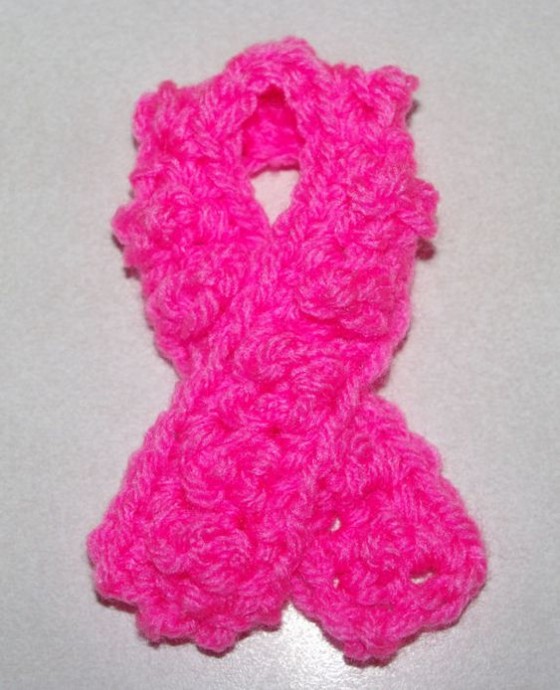 Crochet Pink Ribbon Applique