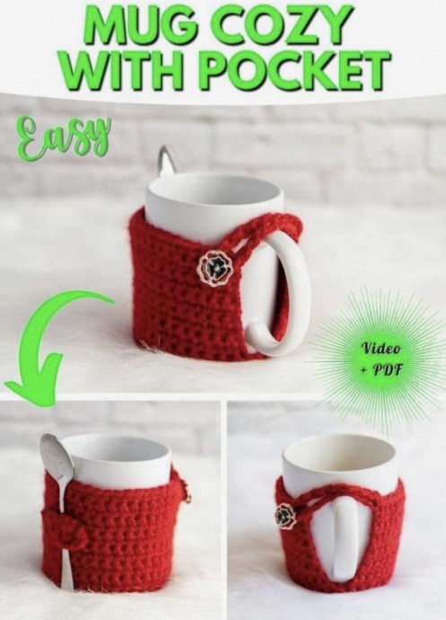 Enjoy Hot Beverages Safely with a Cozy Mug Holder Featuring a Spoon Holder Enjoy Hot Beverages Safely with a Cozy Mug Holder Featuring a Spoon Holder