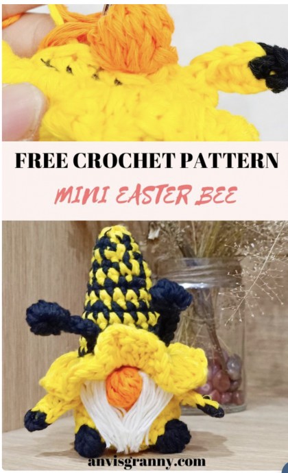 Crochet Bee Gnome Free Pattern