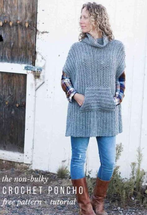 Stylish Crochet Poncho Pattern with Pocket for Trendy Wardrobe Accessories Stylish Crochet Poncho Pattern with Pocket for Trendy Wardrobe Accessories