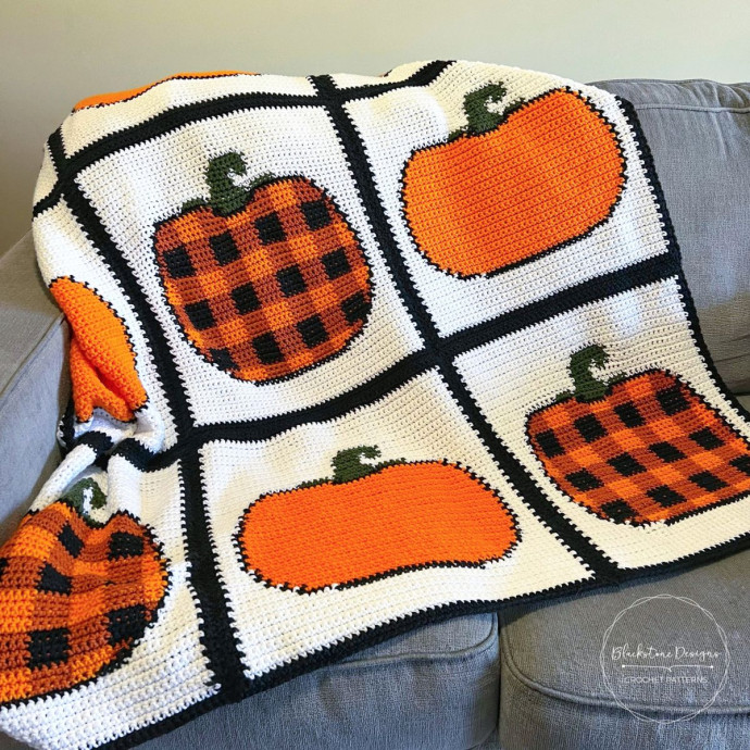 Cozy Crochet Pumpkin Patch Blanket: Enhance Your Fall Decor with This Charming Handmade Quilt