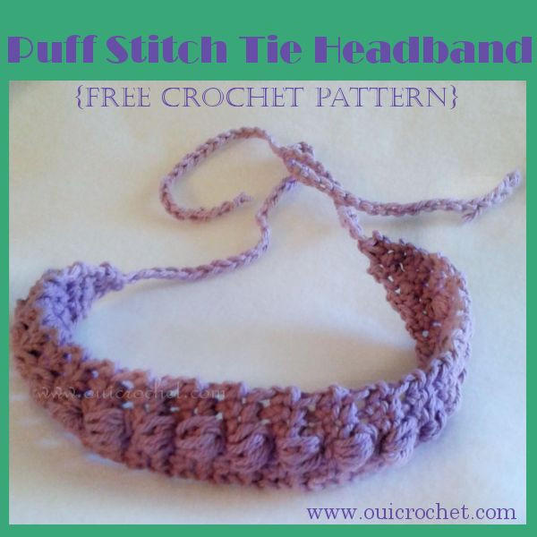 Crochet Puff Stitch Tie Headband