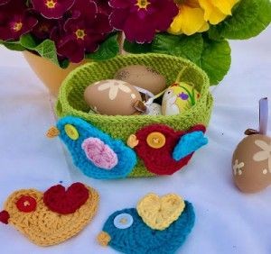 Crochet Spring Birdie Basket
