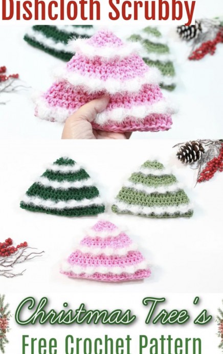 Crochet Christmas Tree Dishcloth Scrubby