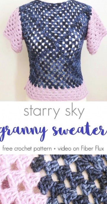 Starry Sky Granny Sweater, Free Crochet Pattern + Video Tutorial