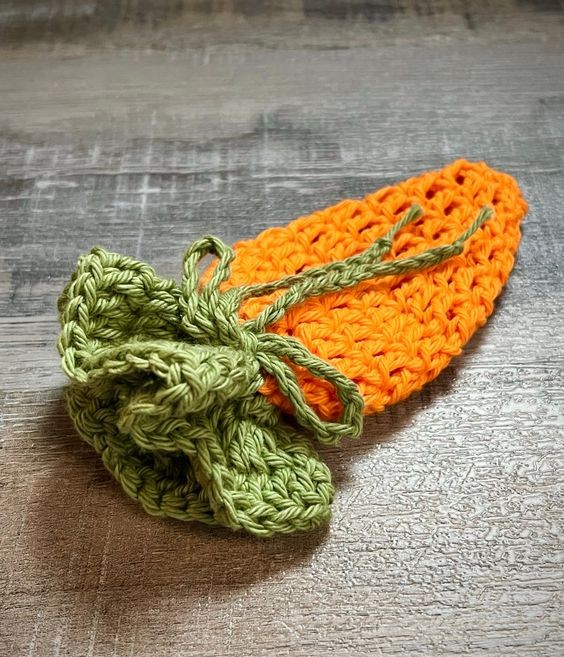 Crochet Drawstring Carrot Treat Bag