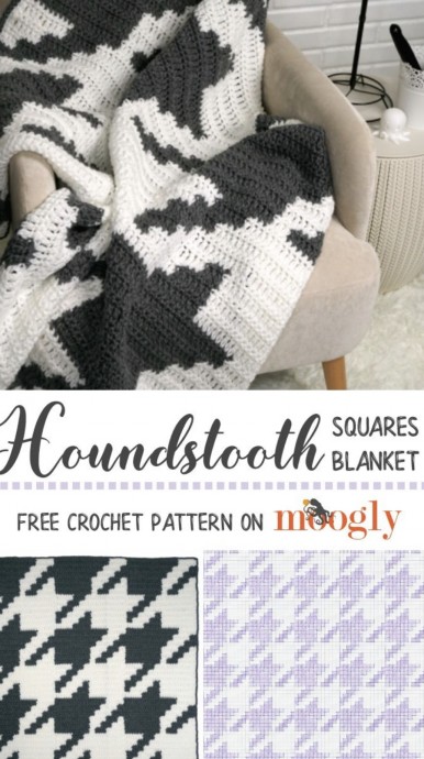 Free Crochet Pattern: Houndstooth Squares Blanket