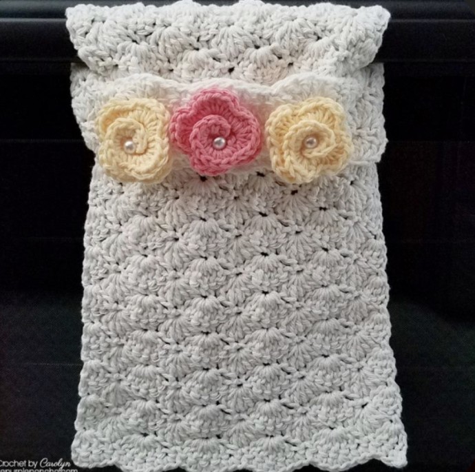 Crochet Rose Hand Towel