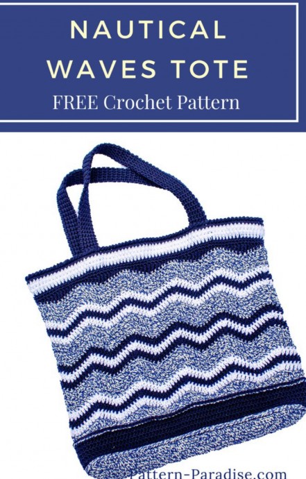 Crochet Nautical Waves Tote