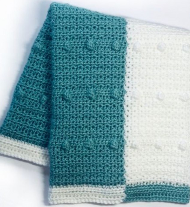 Crochet Baby Blocks and Bobbles Blanket