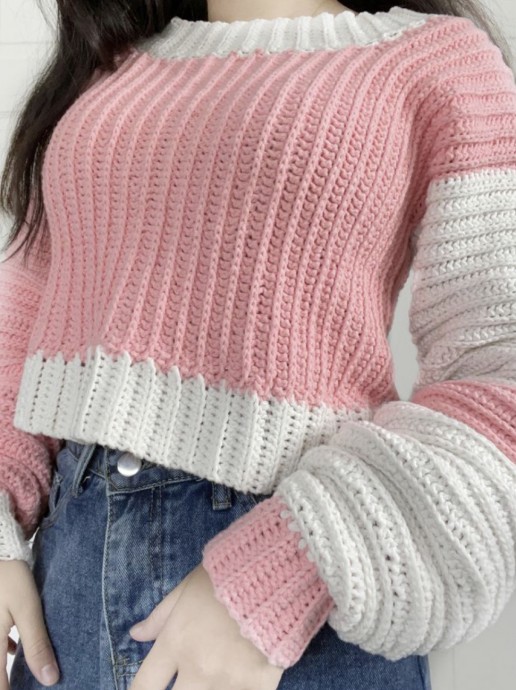 Free Crochet Pattern: Rosea Colorblock Sweater