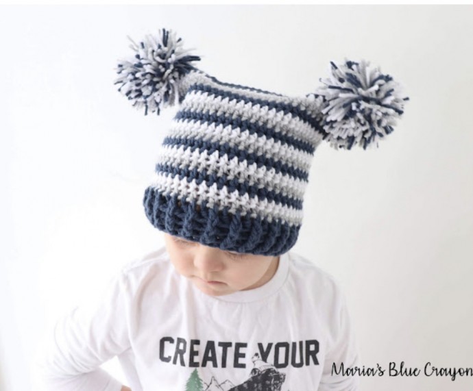 Double Pom Pom Hats For Baby
