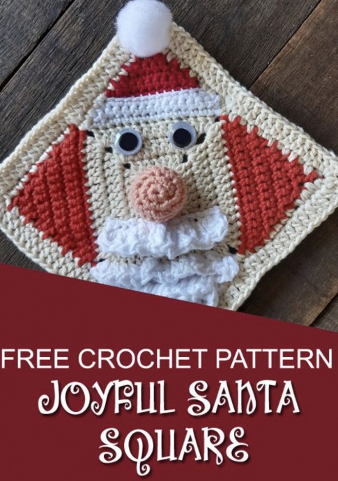 Crochet Joyful Santa Square
