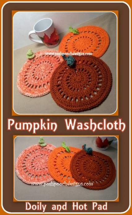 Create Adorable Crochet Pumpkin Washcloth, Doily, and Hot Pad for Fall Decor