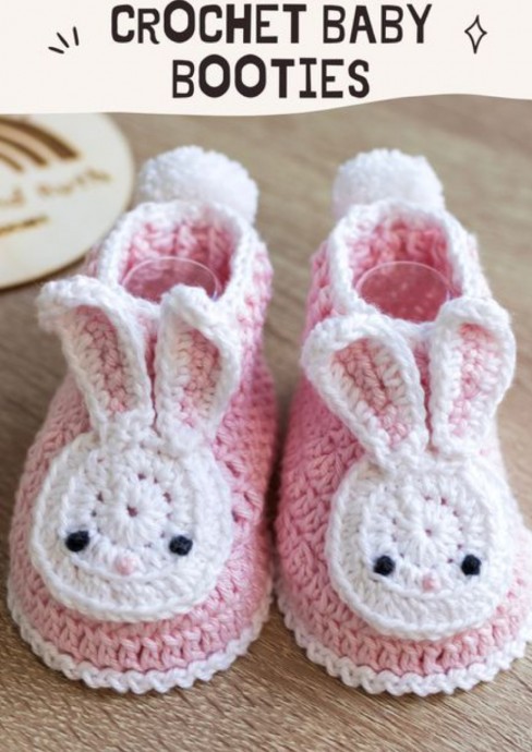 Crochet Bunny Baby Booties (Free Pattern)