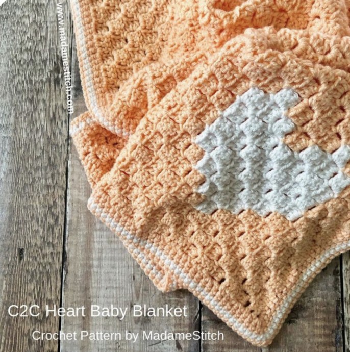 C2C Heart Baby Blanket