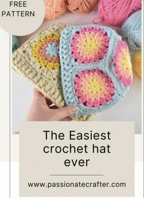 Free Crochet Granny Square Hat Pattern