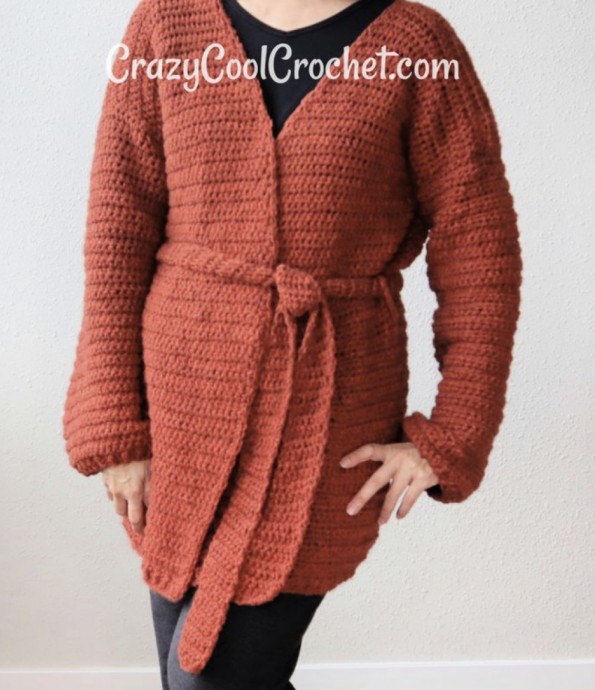 Crochet Wrap Cardigan with Belt