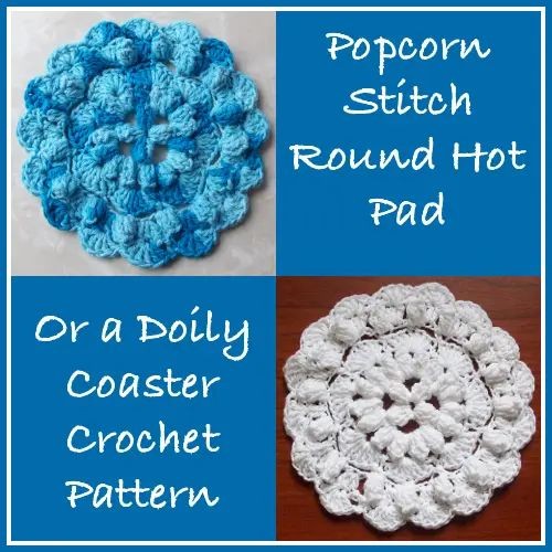 Crochet Popcorn Stitch Round Hot Pad