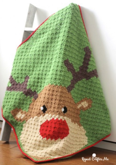 Crochet Rudolph C2C Blanket