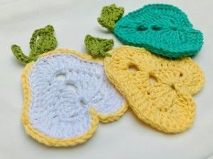 Crochet Happy Pears Coasters