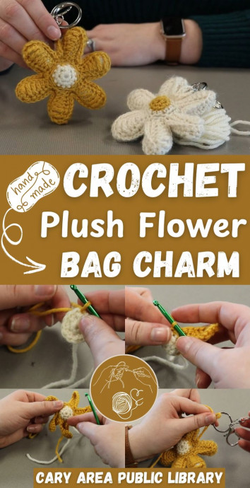 Crochet Plush Flower Bag Charm