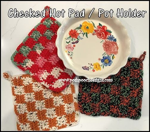 Create Your Own Crochet Checked Hot Pad / Pot Holder: A Stylish and Functional Kitchen Essential
