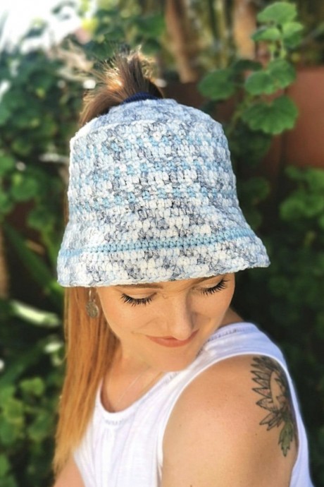 Ponytail Bucket Hat Crochet Pattern