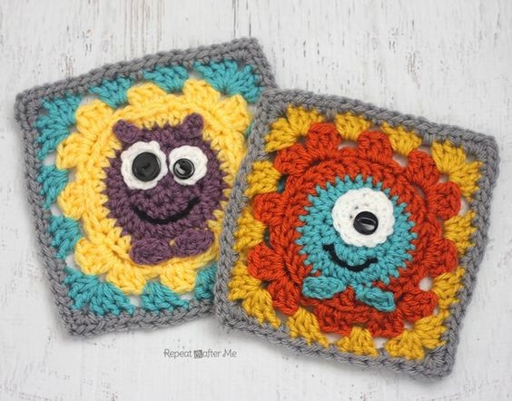 Create Your Own Playful Crochet Monster Granny Square - A Step-by-Step Guide Create Your Own Playful Crochet Monster Granny Square - A Step-by-Step Guide