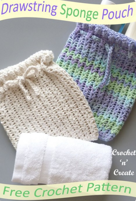 Drawstring Crochet Sponge Pouch