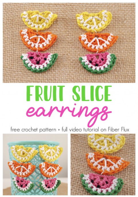 Fruit Slice Earrings - Free Crochet Pattern + Full Video Tutorial